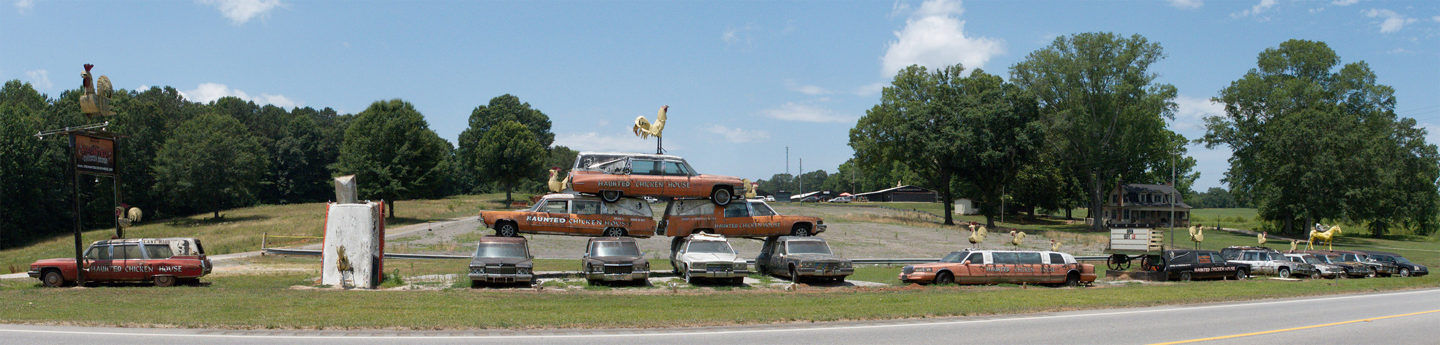 Surprisingly weird roadside display for Haunted Chicken House.  You won’t miss the turnoff for this attraction.  A local farmer in the Heflin area runs a Fall haunted house and foul fowl program thematically focused on Halloween.  Proceeds go to support the local volunteer fire and rescue department.